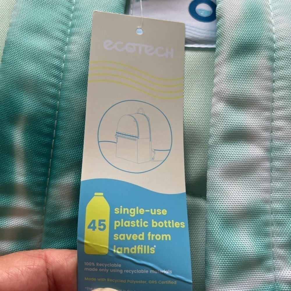 Ecotech Aqua Ripple Recyclable Adjustable Straps Riley Backpack Padded Pockets - Picture 7 of 8